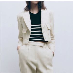 Zara cropped pin stripe blazer